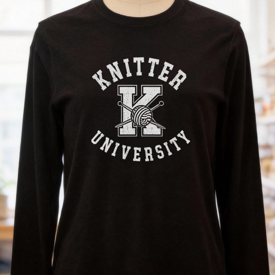 Knitter University Long Sleeve Tee Black t-shirt