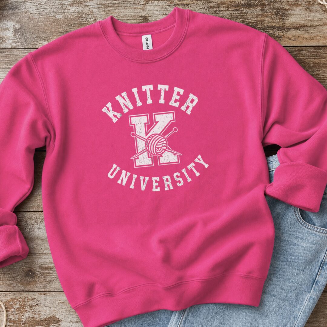 Knitter University Sweatshirt Bright Pink t-shirt