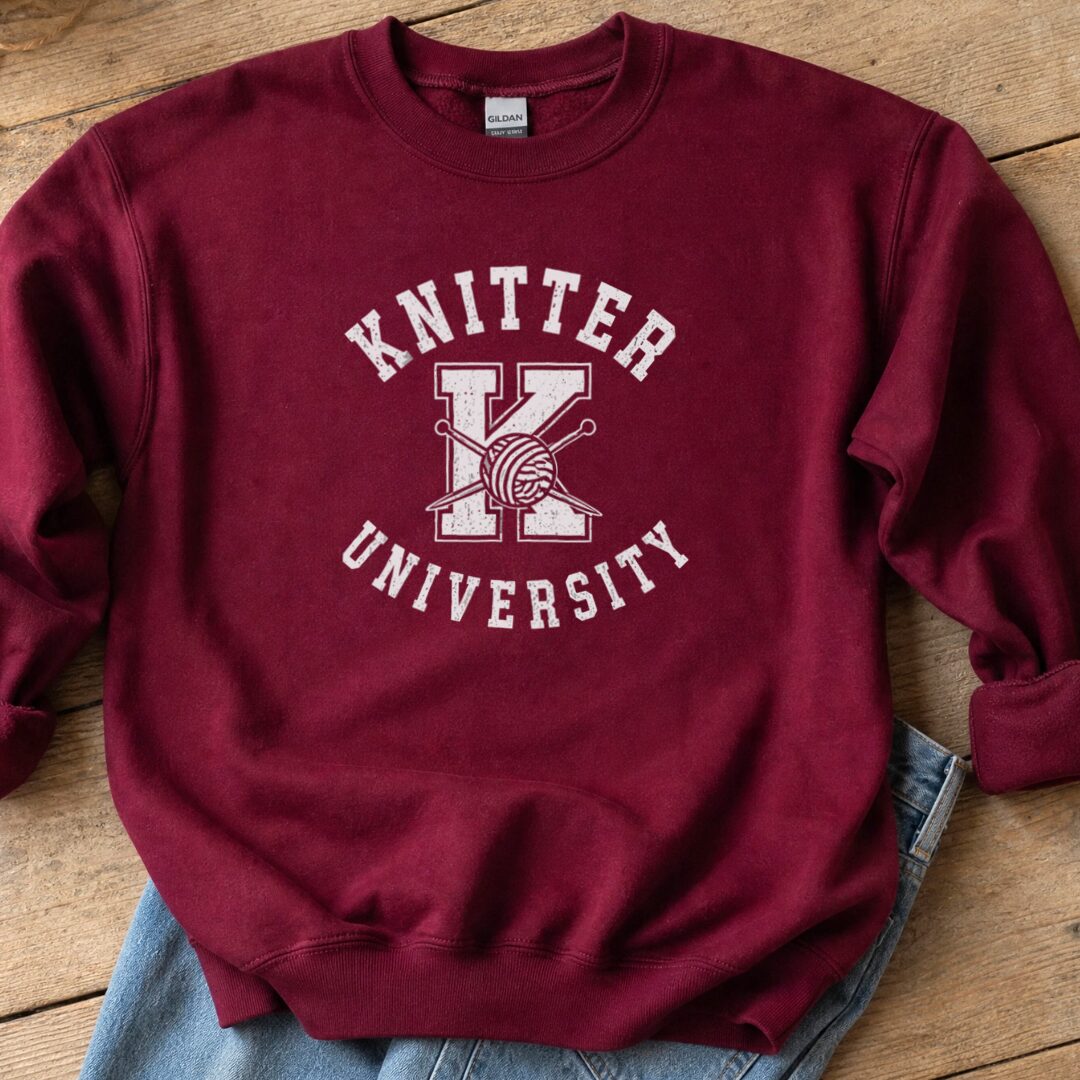 Knitter University Sweatshirt Maroon t-shirt