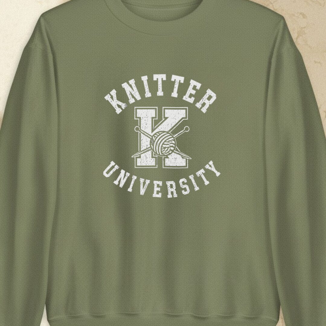 Knitter University Military Green Sweatshirt.jpg