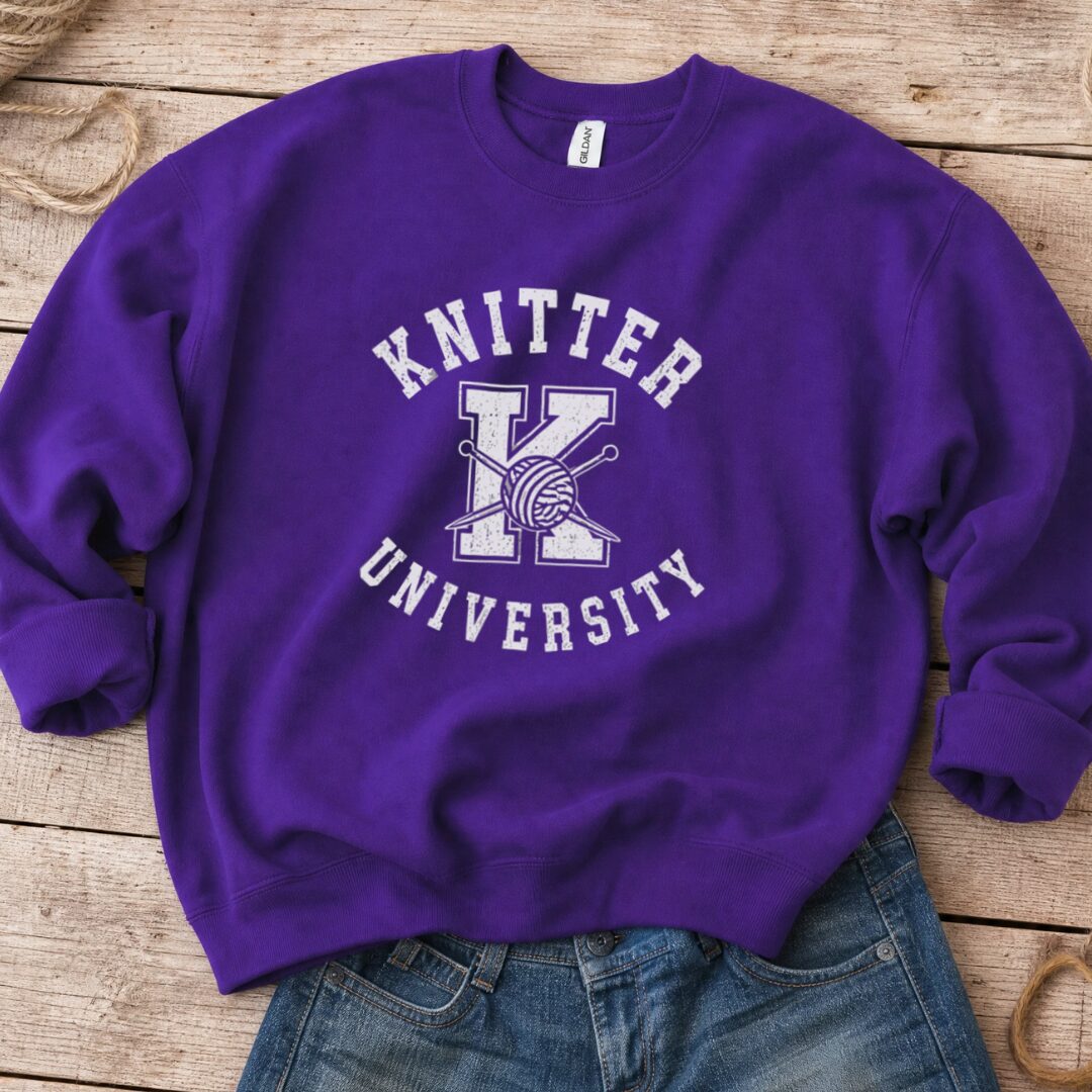 Knitter University Sweatshirt Purple t-shirt