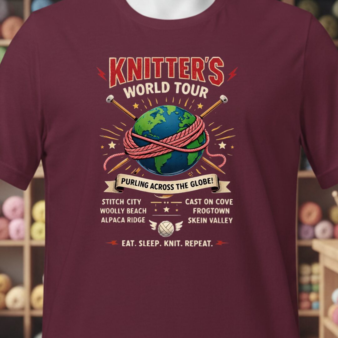 Knitters World Tour T-Shirt Maroon t-shirt