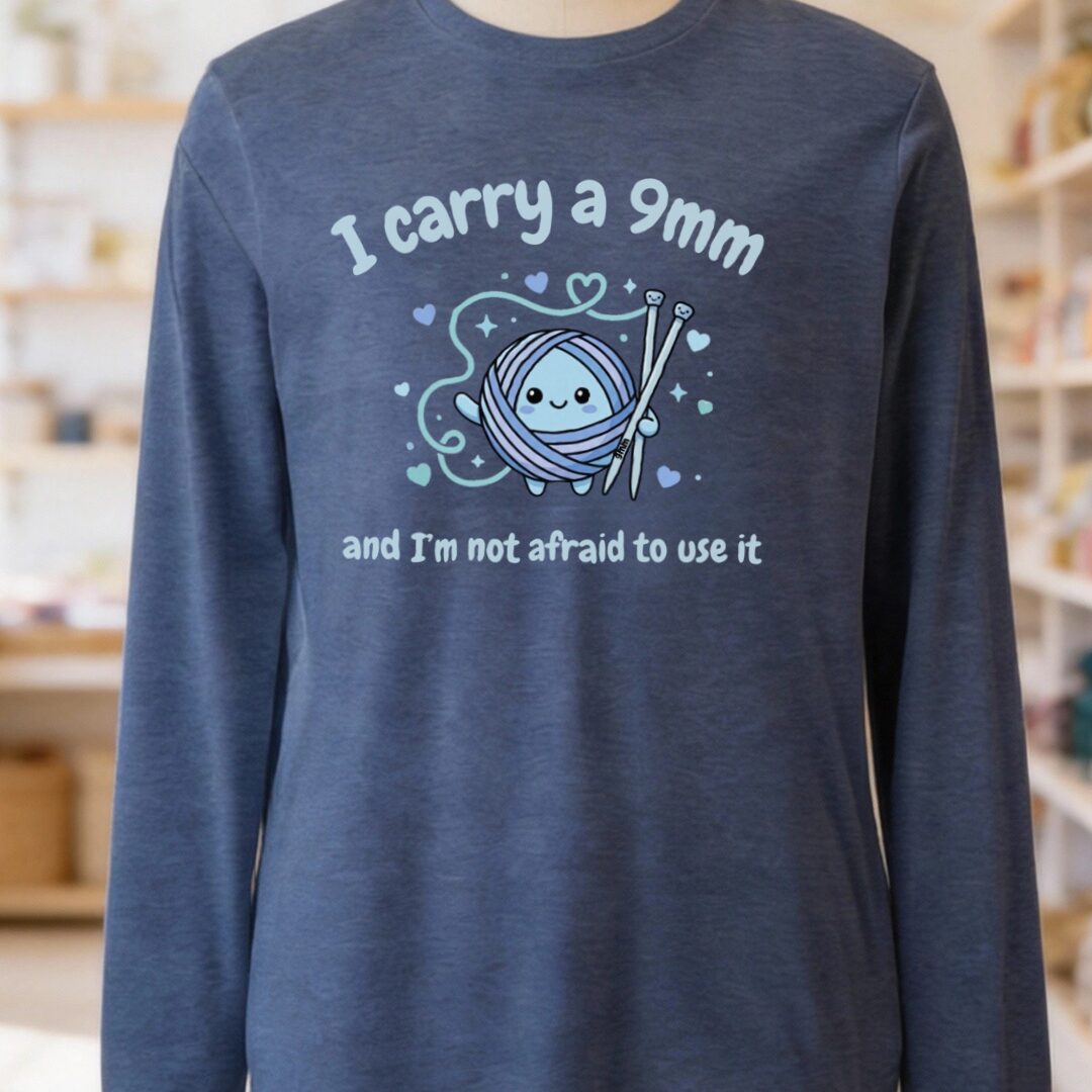 Knitting 9mm Long Sleeve Tee Navy t-shirt