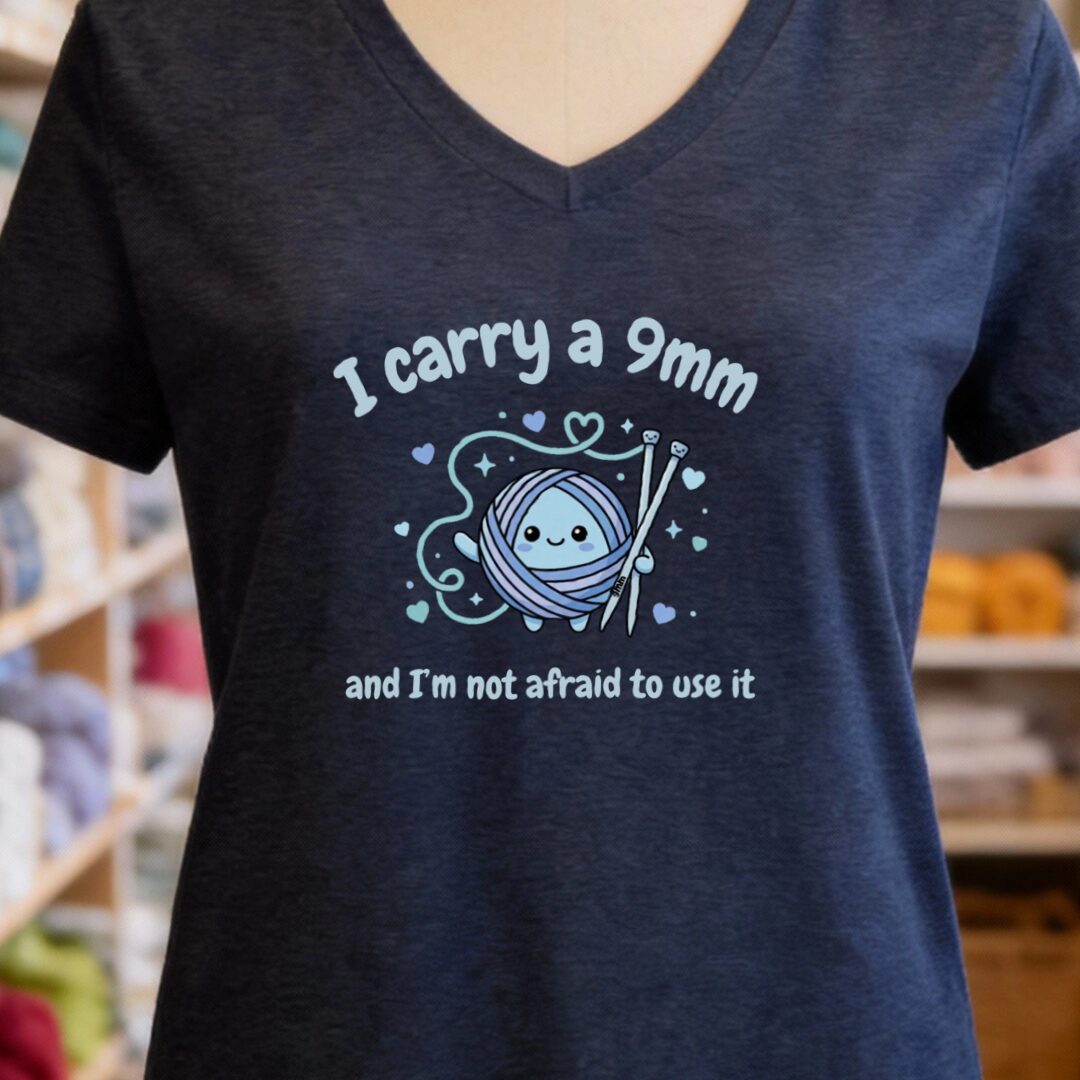Knitting 9mm V-Neck T-Shirt Navy t-shirt