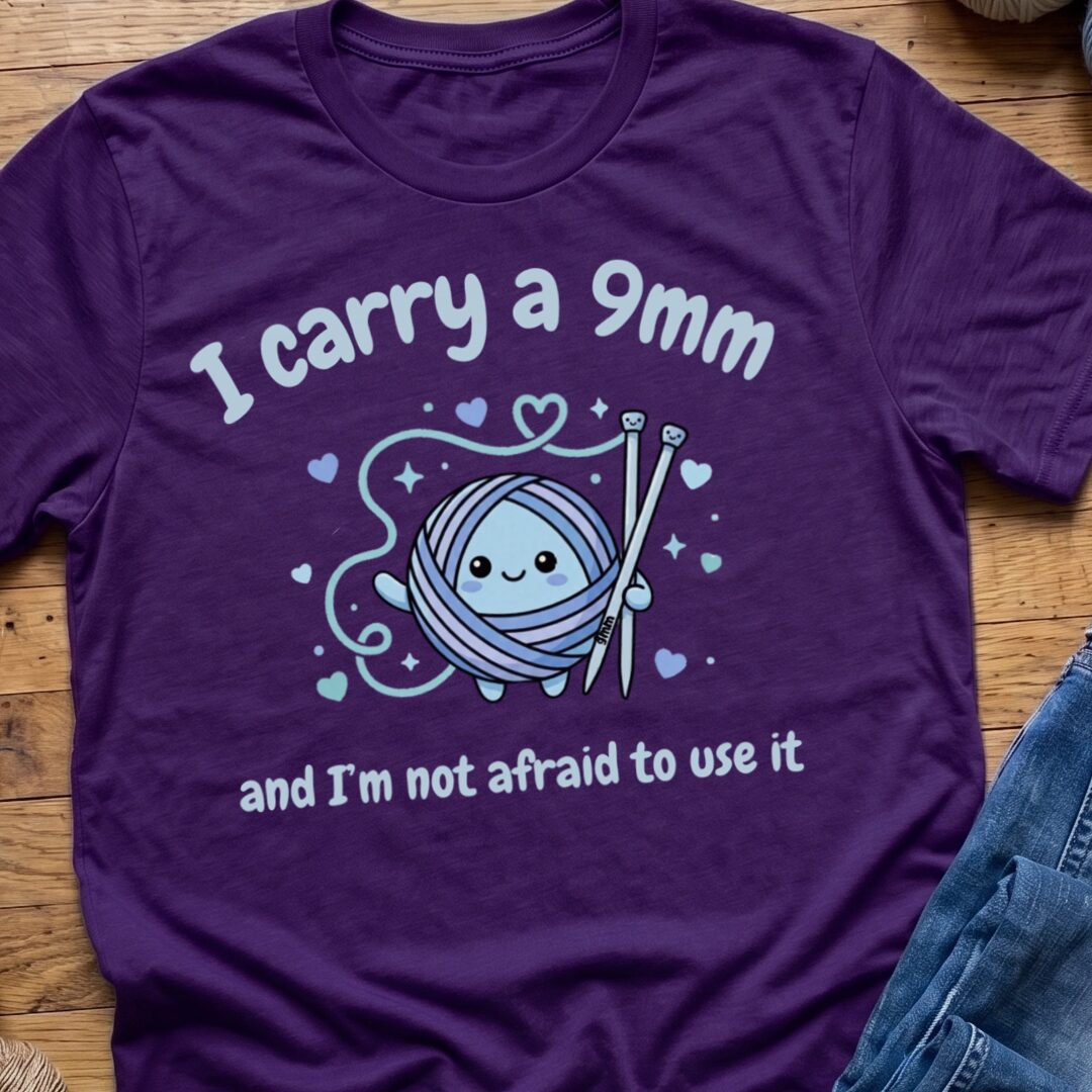 Knitting 9mm T-Shirt Purple t-shirt