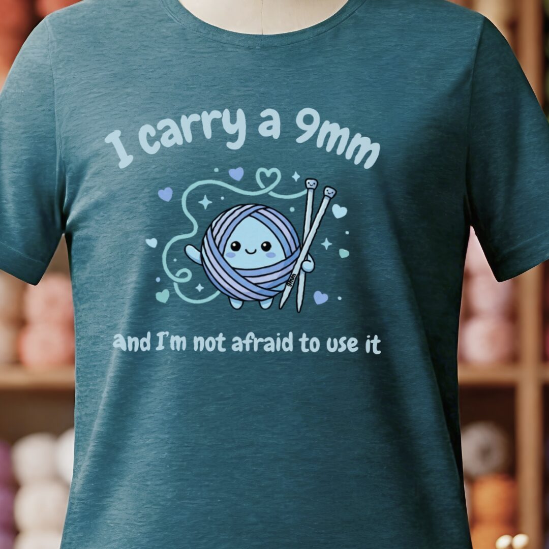 Knitting 9mm T-Shirt Teal Blue t-shirt