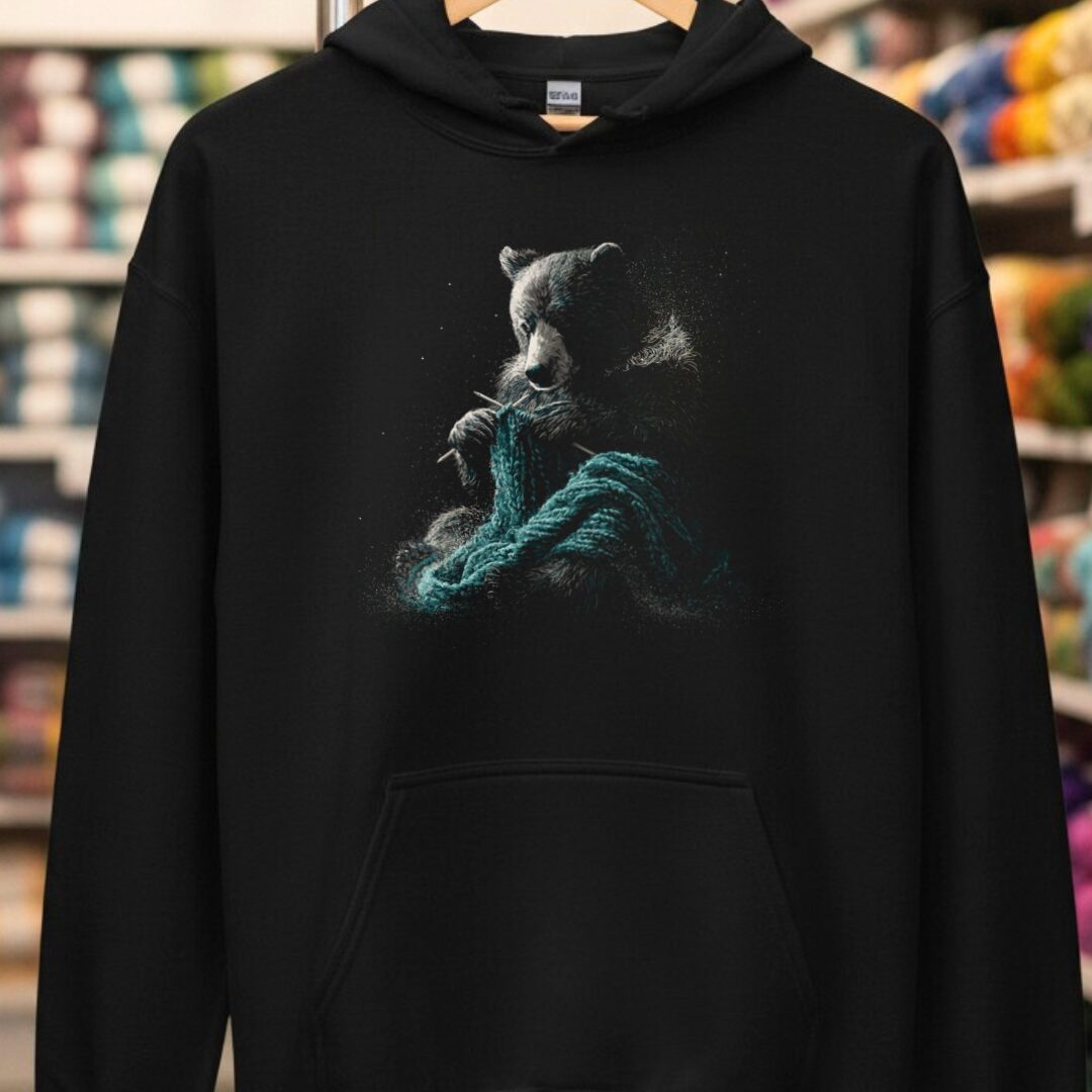 Knitting Bear Black Hoodie.jpg