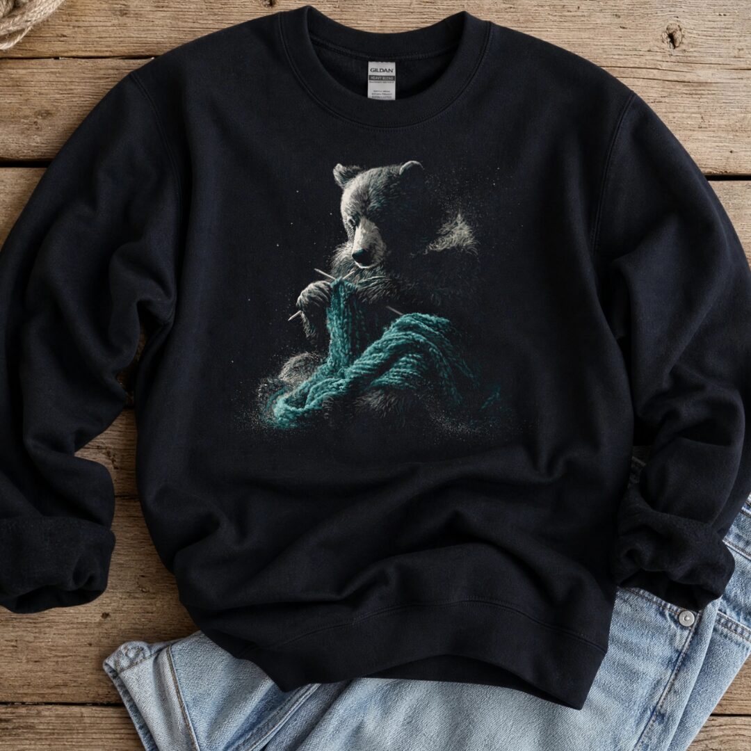 Knitting Bear Black Sweatshirt.jpg