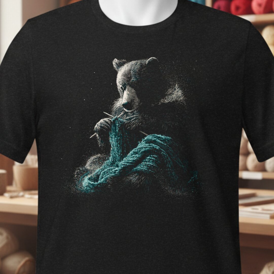Knitting Bear Black T-Shirt.jpg