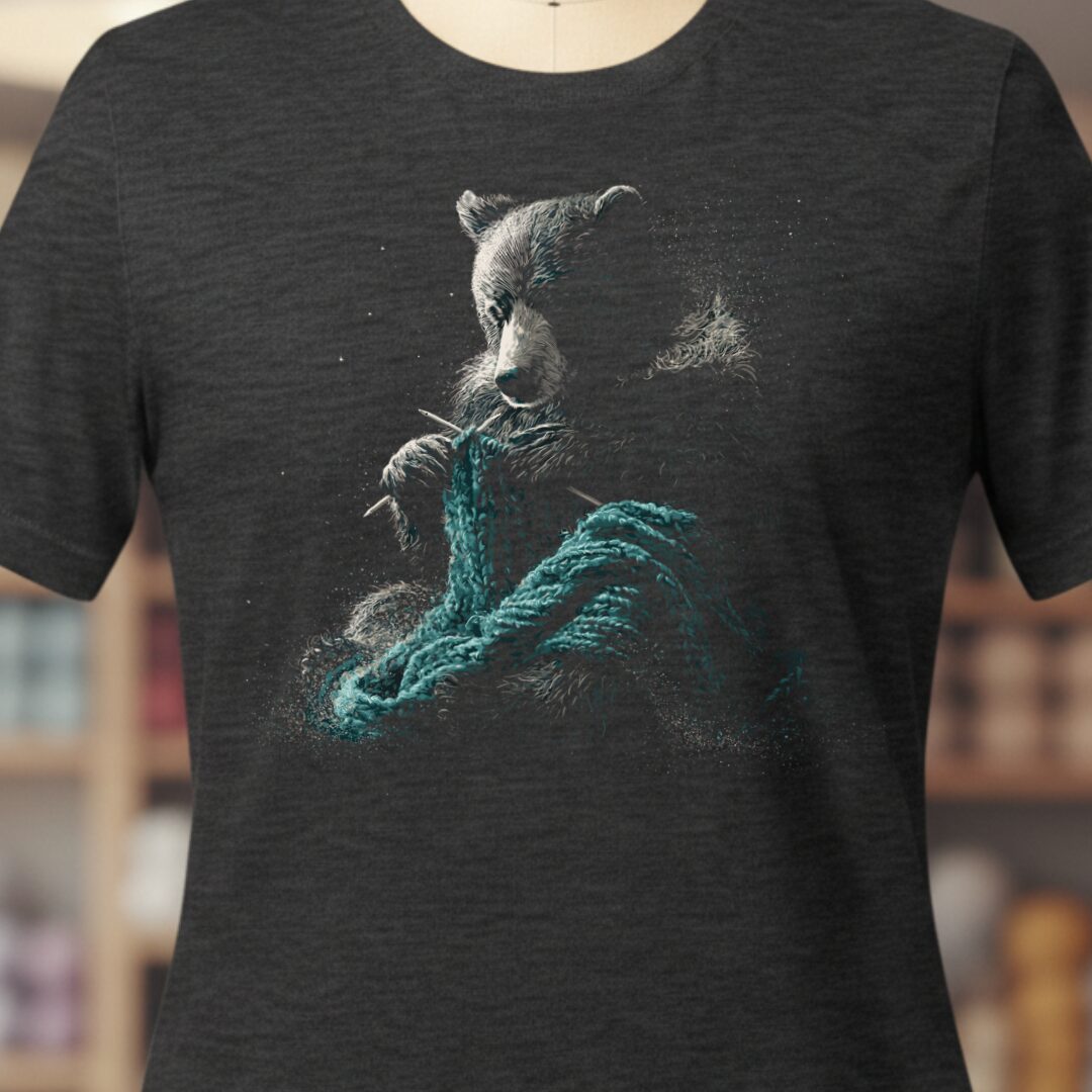 Knitting Bear Dark Grey T-Shirt.jpg