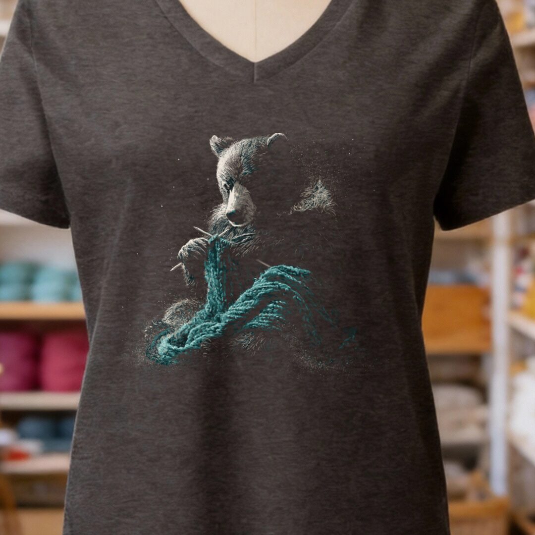 Knitting Bear Dark Grey V Neck.jpg