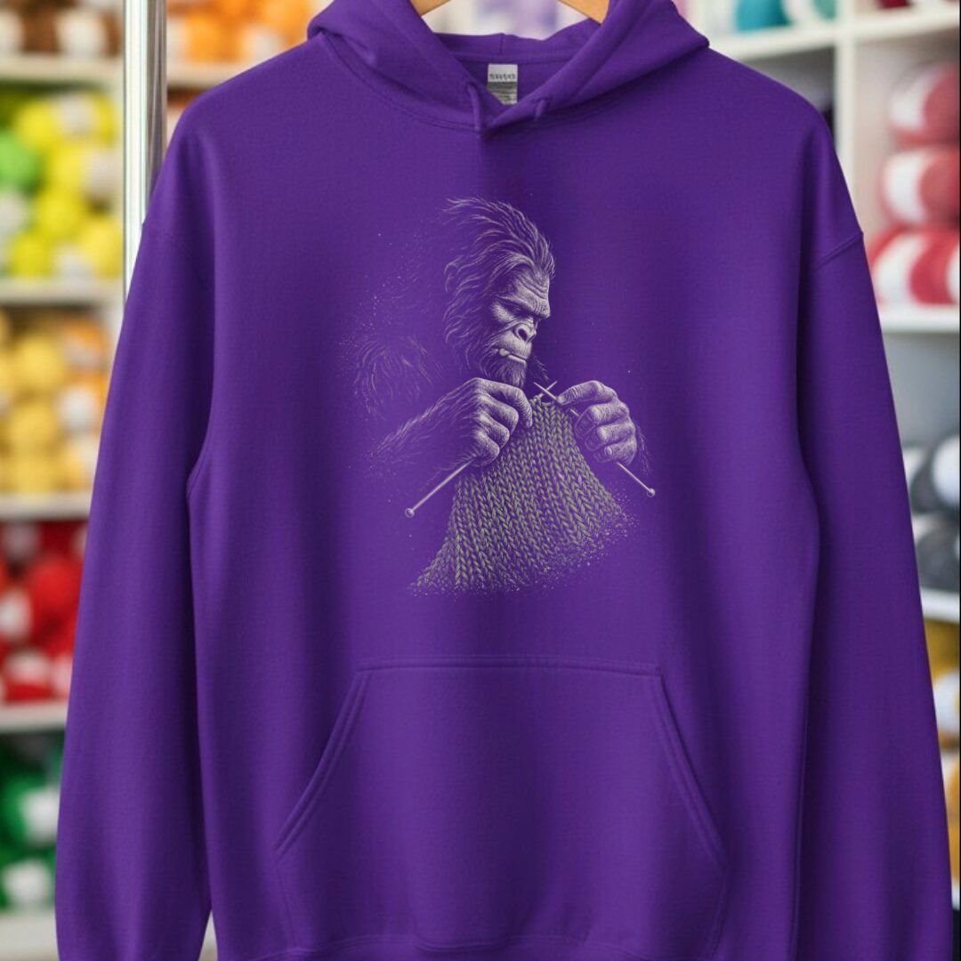Knitting Bigfoot Purple Hoodie.jpg