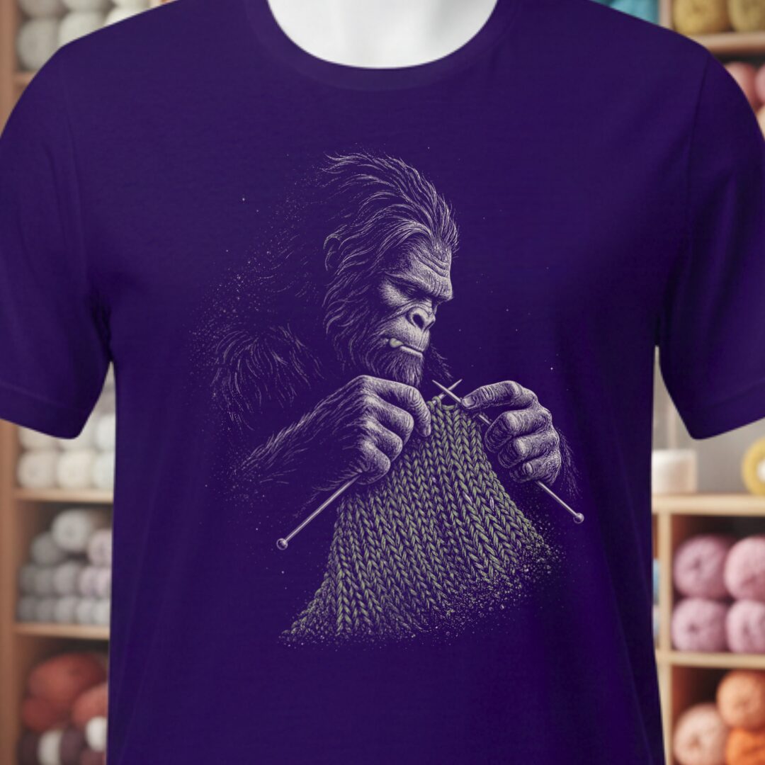 Knitting Bigfoot Purple T-Shirt.jpg