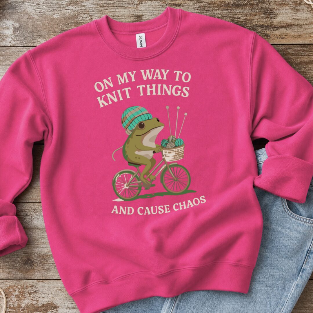 Knitting & Chaos Sweatshirt Bright Pink t-shirt