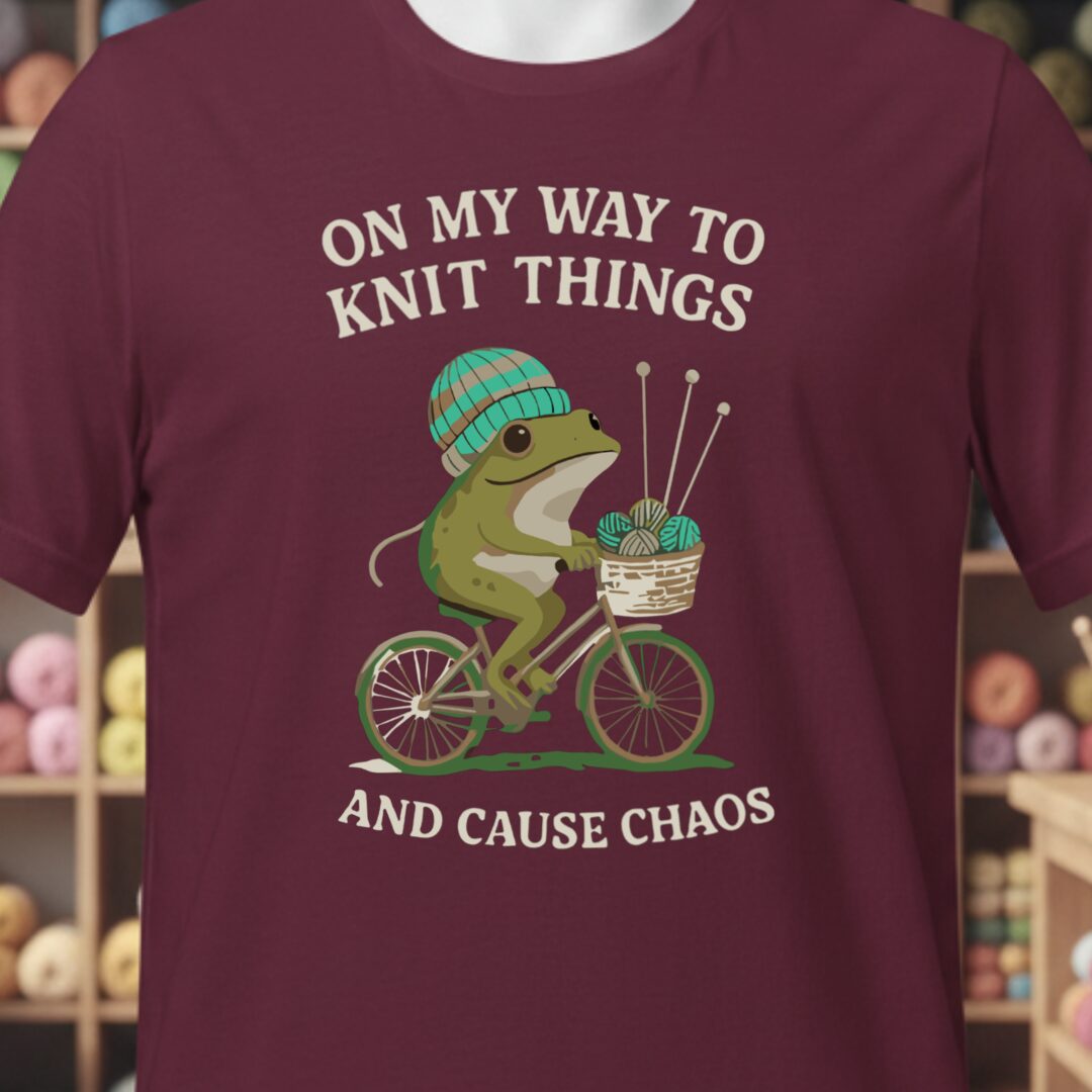 Knitting & Chaos T-Shirt Maroon t-shirt