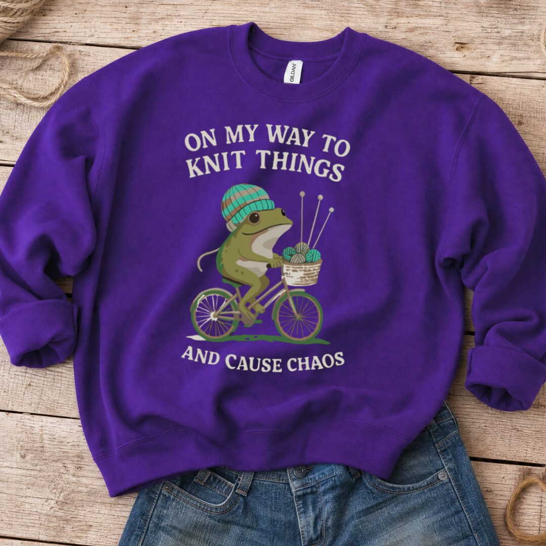 Knitting & Chaos Sweatshirt Purple t-shirt