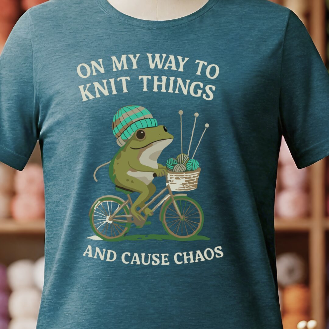 Knitting & Chaos T-Shirt Teal Blue t-shirt