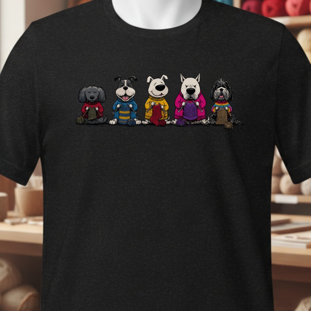 Knitting Dogs Black T-Shirt.jpg
