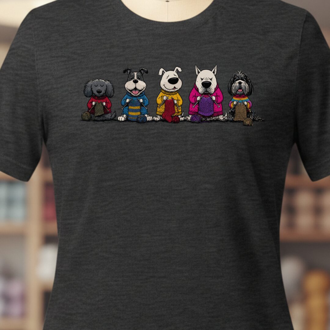 Knitting Dogs Dark Grey T-Shirt.jpg
