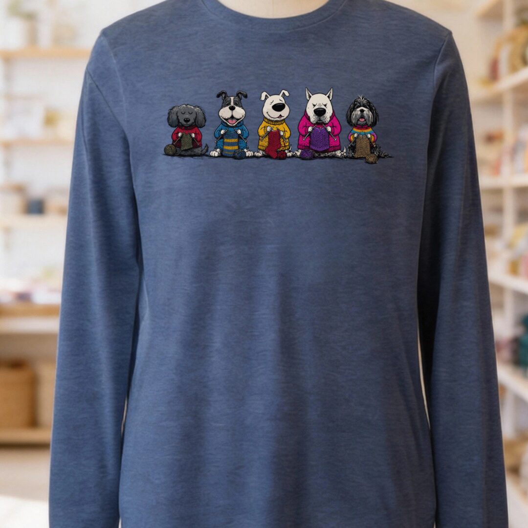 Knitting Dogs Heather Navy Long Sleeve Tee.jpg