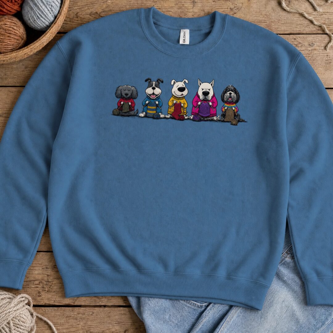Knitting Dogs Indigo Blue Sweatshirt.jpg
