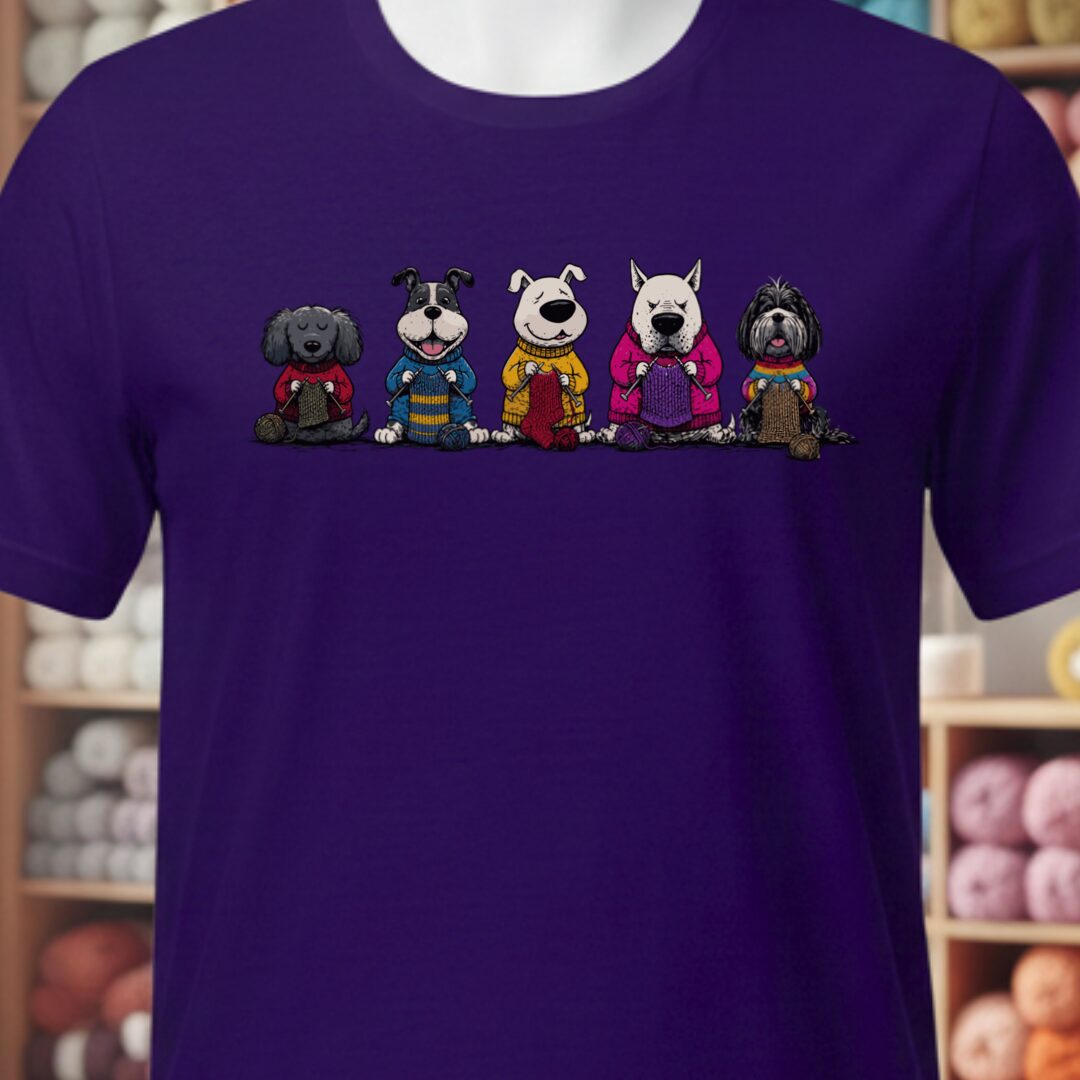 Knitting Dogs Purple T-Shirt.jpg
