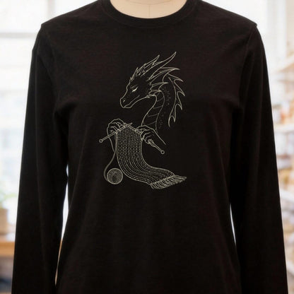 Knitting Dragon Long Sleeve Tee Black t-shirt