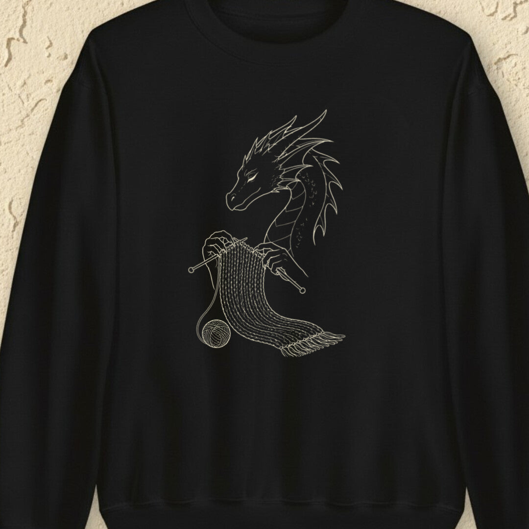 Knitting Dragon Black Sweatshirt.jpg