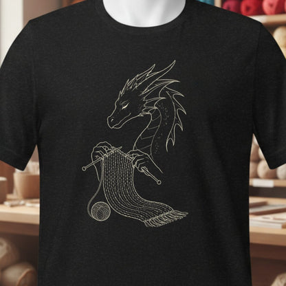 Knitting Dragon T-Shirt Black t-shirt