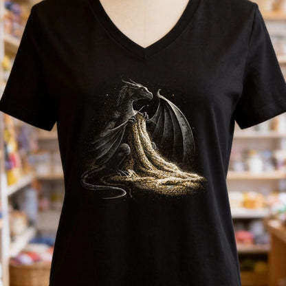 Knitting Dragon Black V Neck.jpg