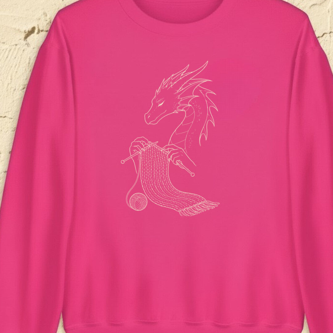 Knitting Dragon Bright Pink Sweatshirt.jpg