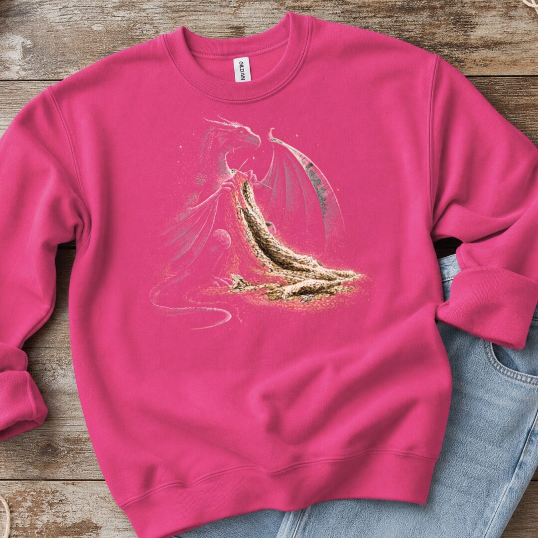 Knitting Dragon Bright Pink Sweatshirt.jpg