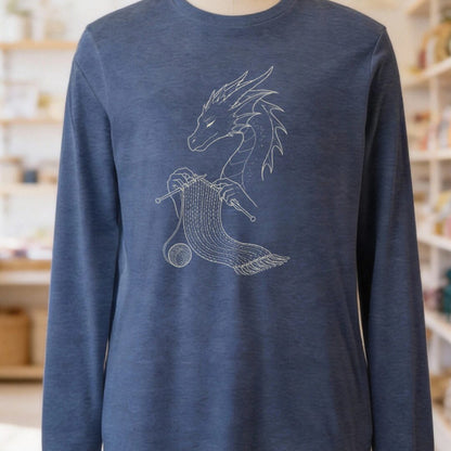 Knitting Dragon Long Sleeve Tee Navy t-shirt