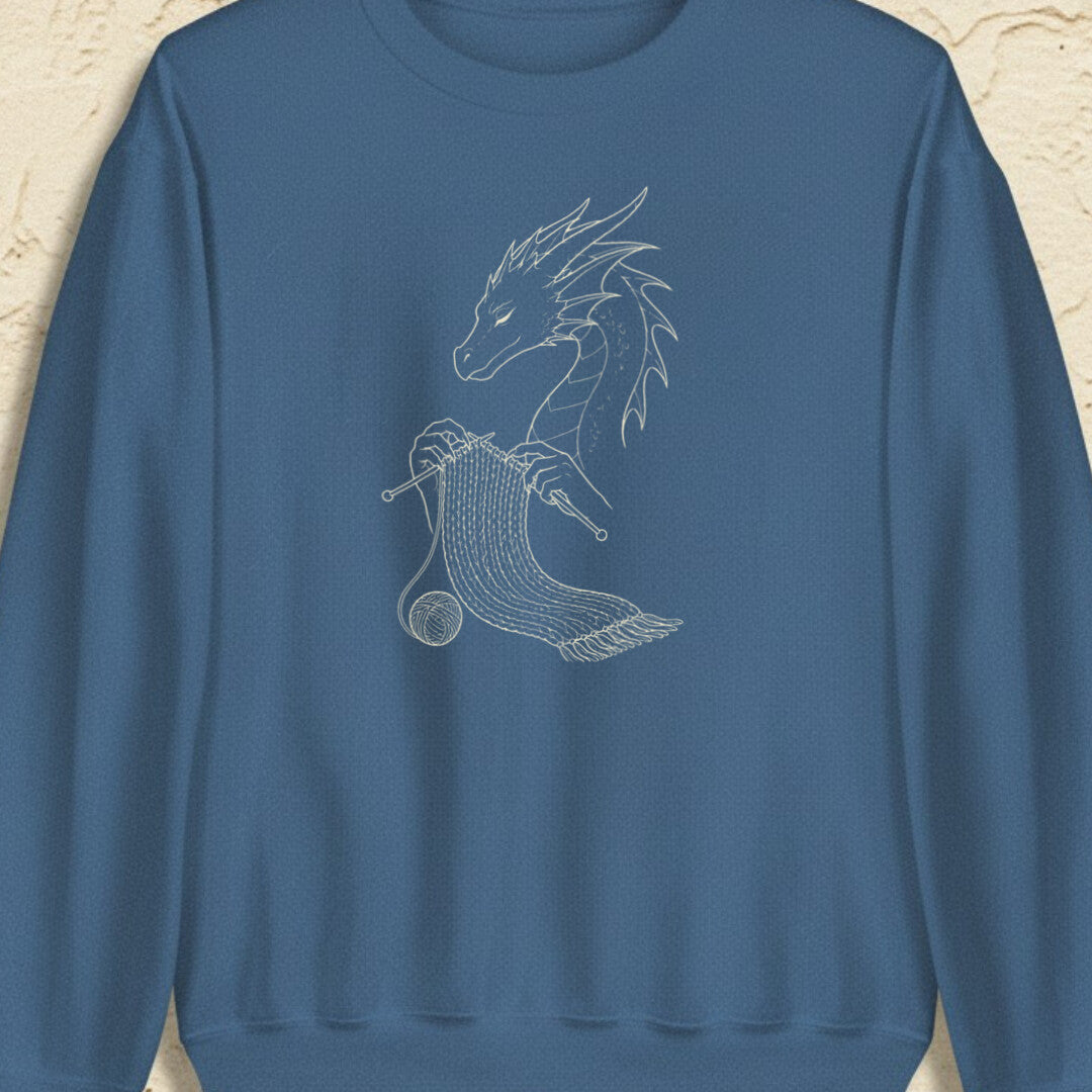 Knitting Dragon Indigo Blue Sweatshirt.jpg