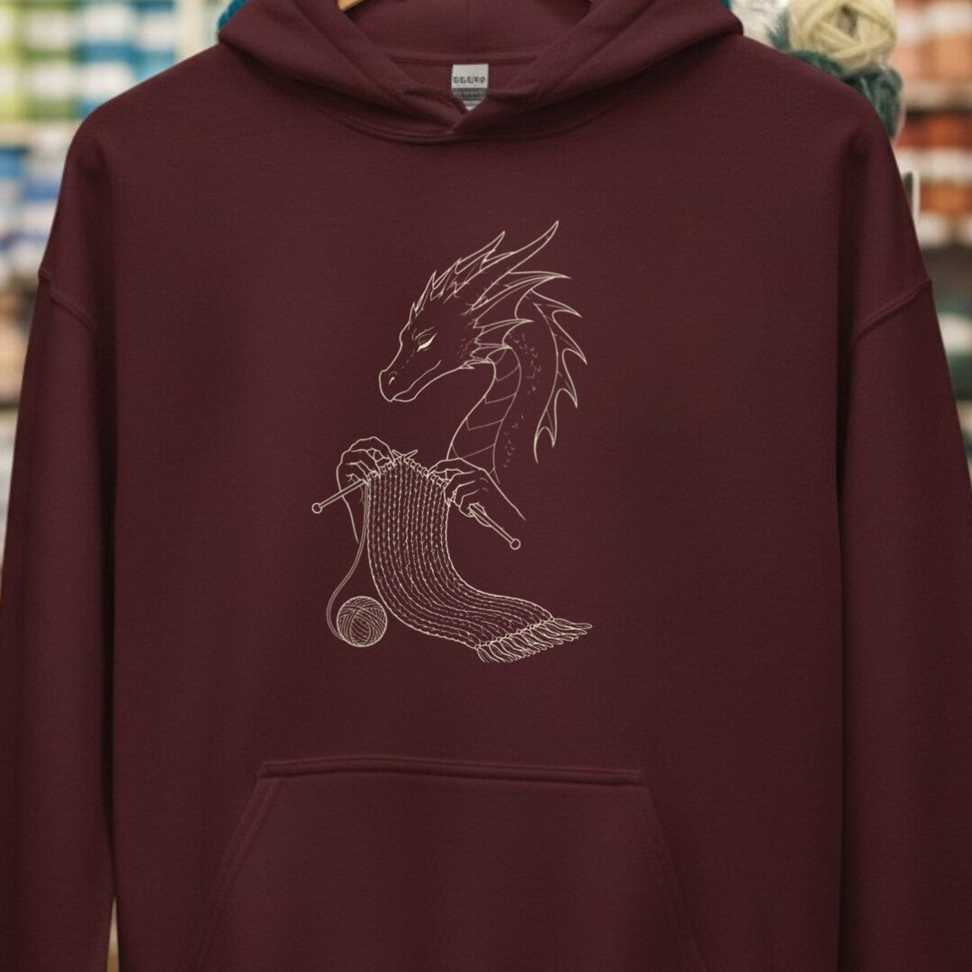 Knitting Dragon Maroon Hoodie.jpg