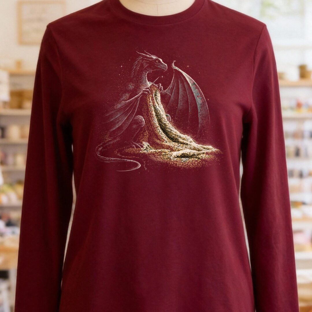 Knitting Dragon Maroon Long Sleeve Tee.jpg
