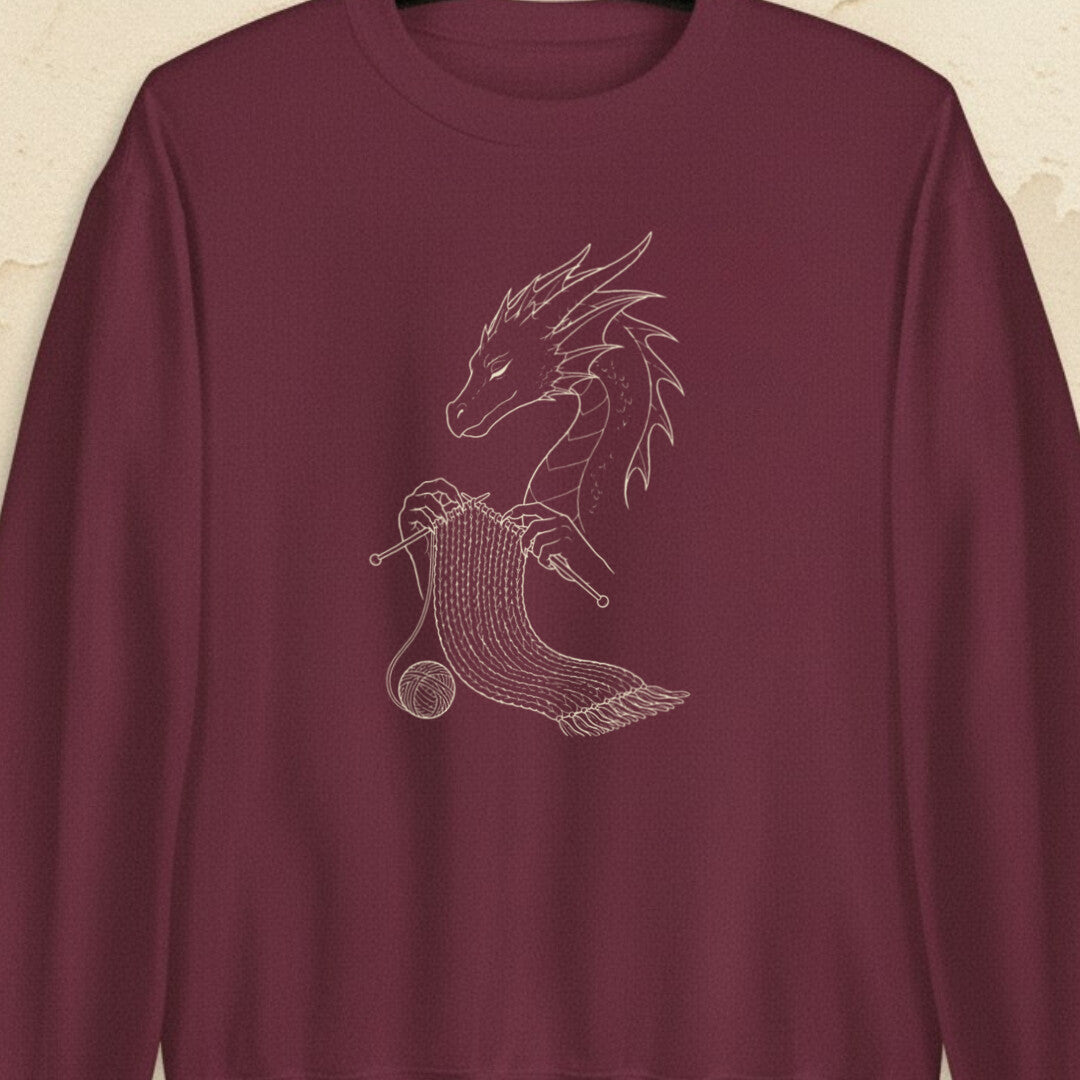 Knitting Dragon Maroon Sweatshirt.jpg