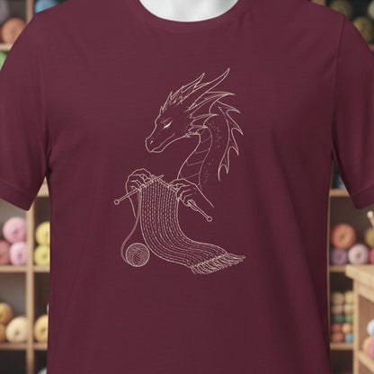 Knitting Dragon T-Shirt Maroon t-shirt