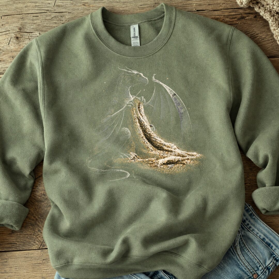 Knitting Dragon Military Green Sweatshirt.jpg