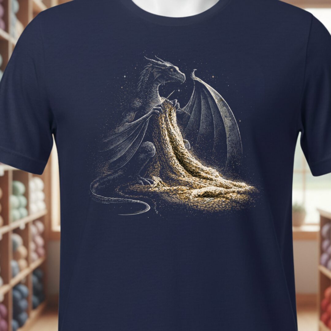 Knitting Dragon Navy T-Shirt.jpg