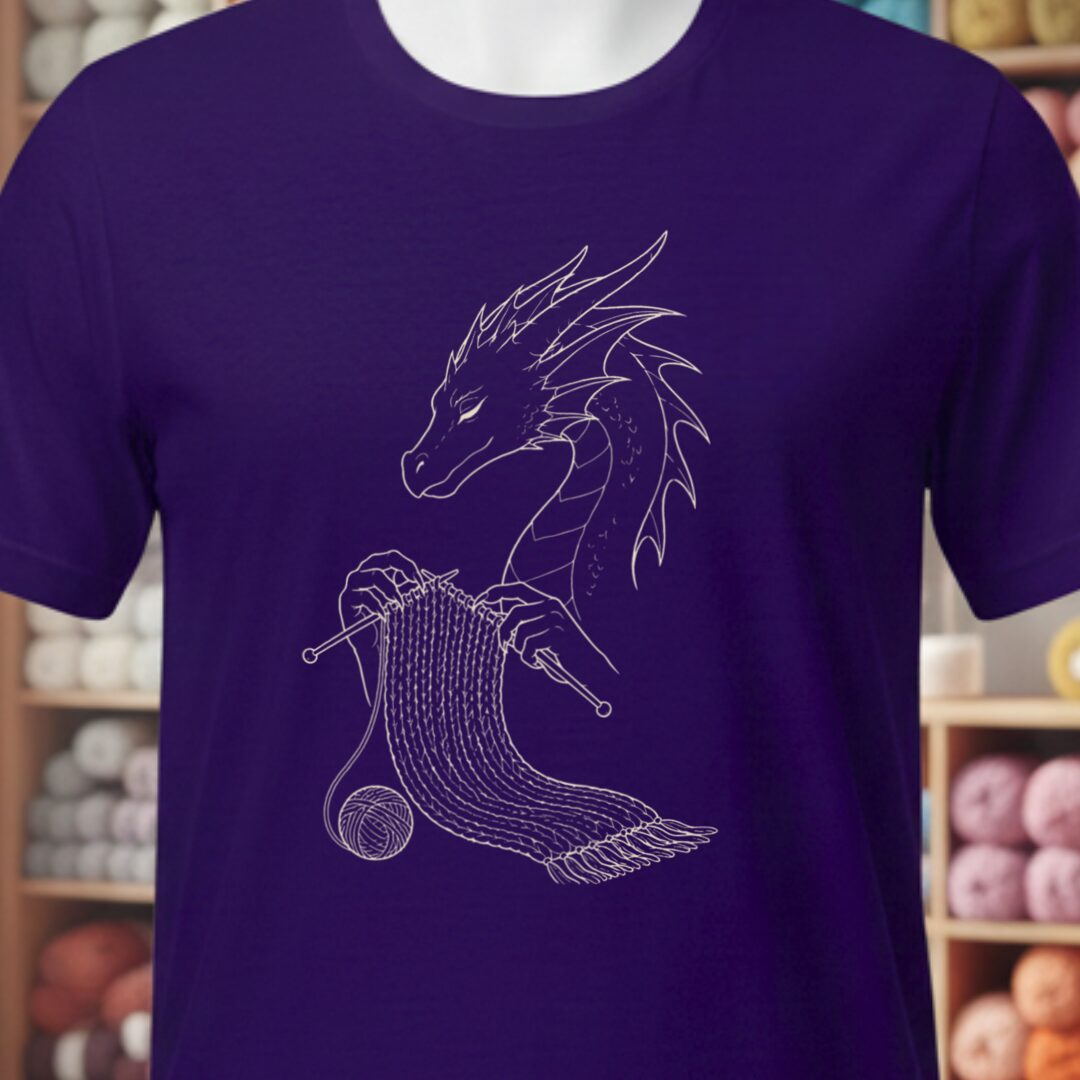 Knitting Dragon T-Shirt Purple t-shirt