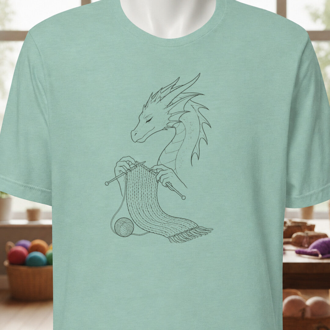 Knitting Dragon Sea Breeze T-Shirt.jpg