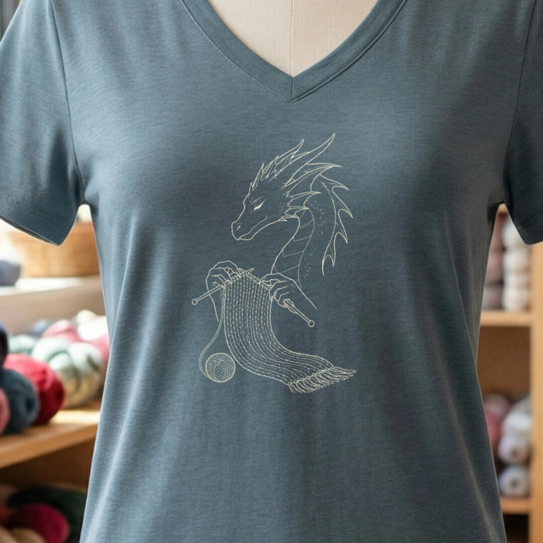 Knitting Dragon Slate V Neck.jpg