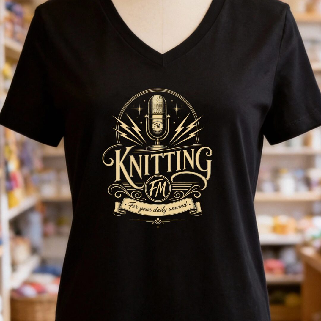 Knitting FM V-Neck T-Shirt Black t-shirt