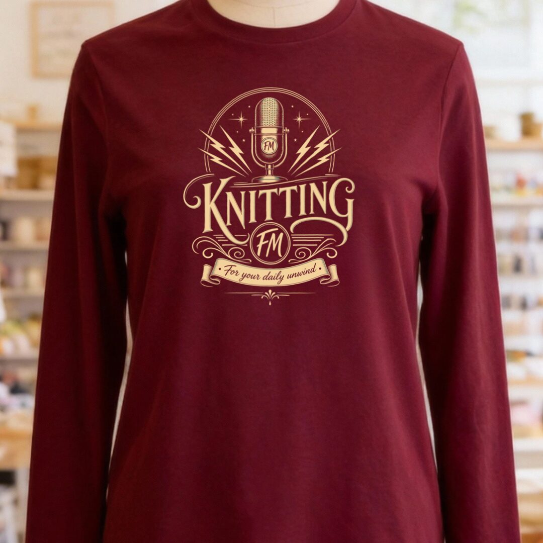 Knitting FM Long Sleeve Tee Maroon t-shirt