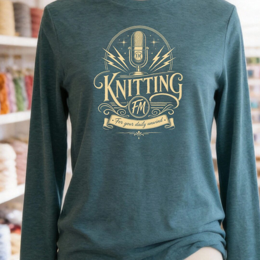 Knitting FM Long Sleeve Tee Teal Blue t-shirt