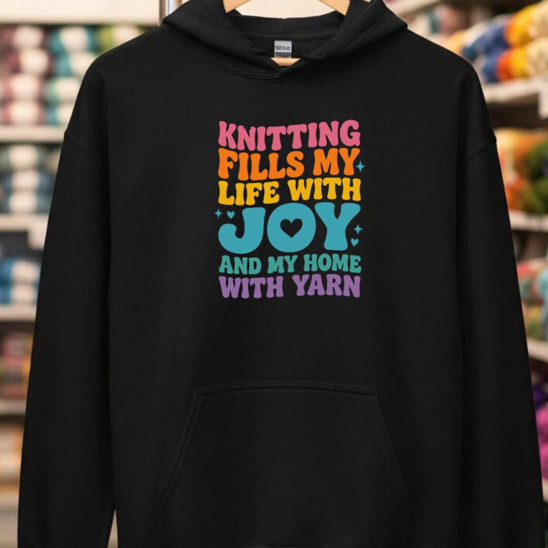 Knitting Fills My Life Retro Black Hoodie.jpg