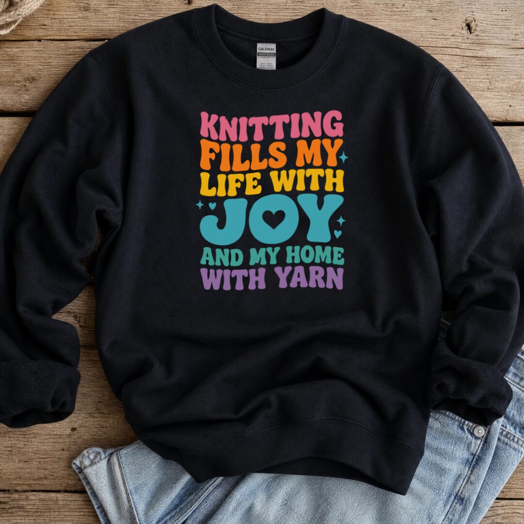 Knitting Fills My Life Retro Sweatshirt Black t-shirt