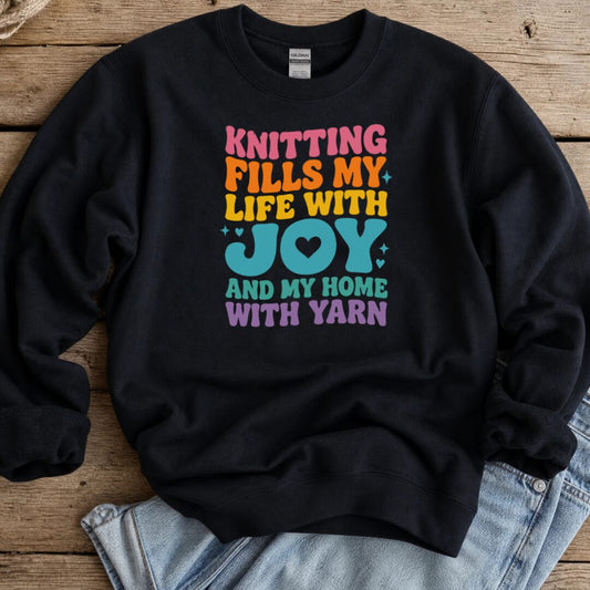 Knitting Fills My Life Retro Sweatshirt Black t-shirt