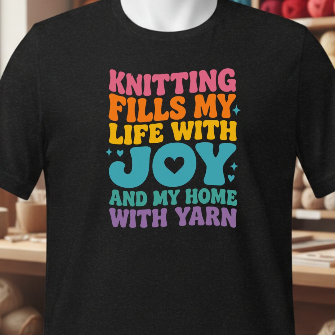 Knitting Fills My Life Retro T-Shirt Black t-shirt